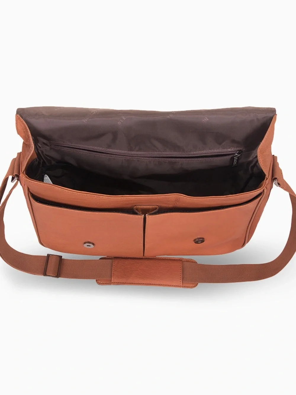 Kenneth Cole Reaction Tan Leather Flap Messenger Bag